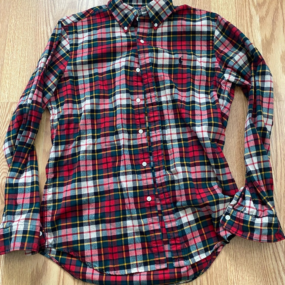 Ralph Lauren long sleeve plaid shirt (size medium)